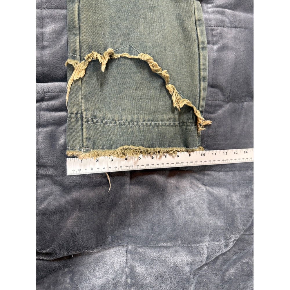 Romwe XS‎ Distressed Fringe Jeans Blue Denim Cargo Pockets Grungecore - Picture 9 of 12